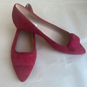 LK BENNETT Jacqueline Jacui Point Toe Casual Red Maroon Flats Shoes With Puff